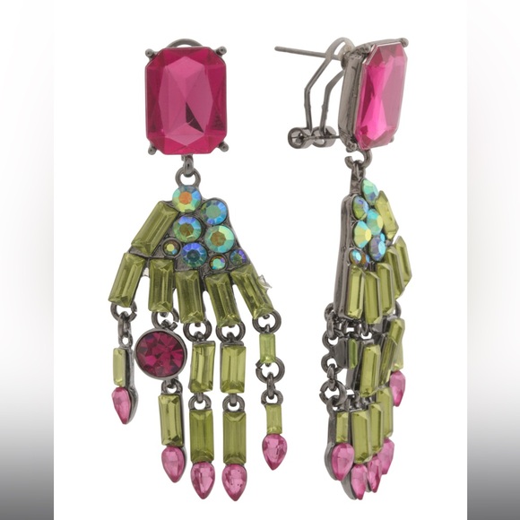Betsey Johnson Jewelry - NWT Betsey Johnson Halloween Green Tone Skeleton Drop Earrings